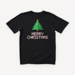 Merry Christmas pixel majica - crna